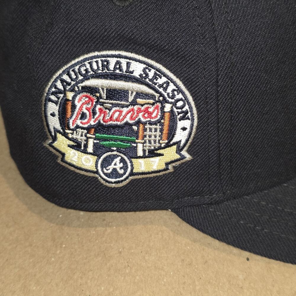 Atlanta Braves MLB New Era 59FIFTY Fitted Hat 2017 Inaugural Season Patch 7 3/8